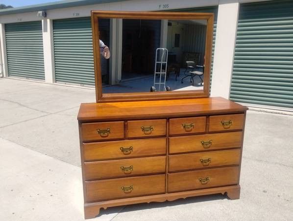 Vintage 1960's Dixie Furniture Cherry Dresser w/Mirror