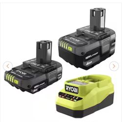 RYOBI ONE+ 18V Lithium-Ion Starter Kit with 2.0 Ah Battery, 4.0 Ah Battery, and Charger