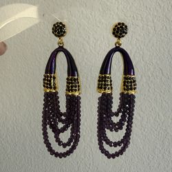 Women’s purple and Gold Chandelier crystal Earrings