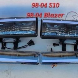 98-04 Chevrolet S10 Blazer LED DRL Headlights Luces Micas Calaveras Faros Faroles Focos Chevy Headlamps 
