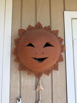 Terra Cotta Sun Face Garden Wall Hanging