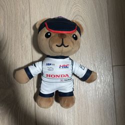 Honda Racing Tsunoda Stuffed Bear Plush Toy with Cap Brown White Navy Blue