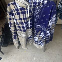 Purple Brown And White Bandanna Hoodie