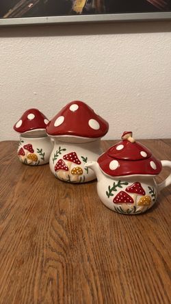 Ceramic Mushroom Teapot and Canister Set