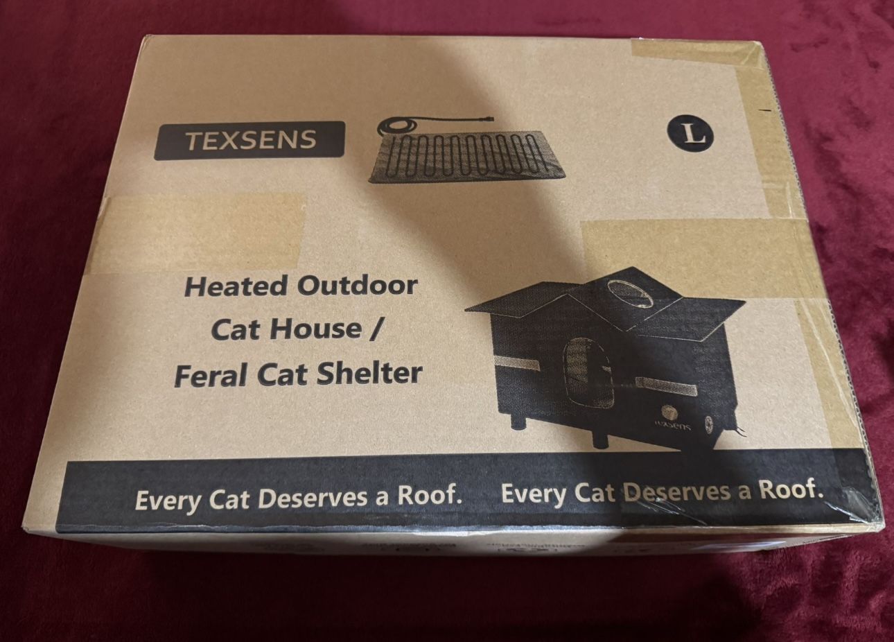 Texsens Heated Outdoor Cat House Feral Cat Shelter