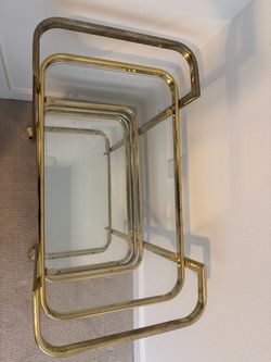 Vintage Brass & Glass Bar Cart – Rolling 2-Tier Serving Cart