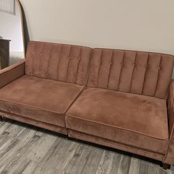 Mauve/Pink Sleeper Futon Sofa