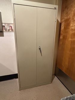 metal storage cabinet.