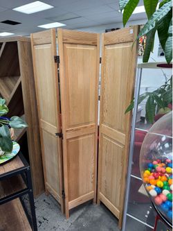 Solid Wood 3-Panel Room Divider with Two-Way Hinges