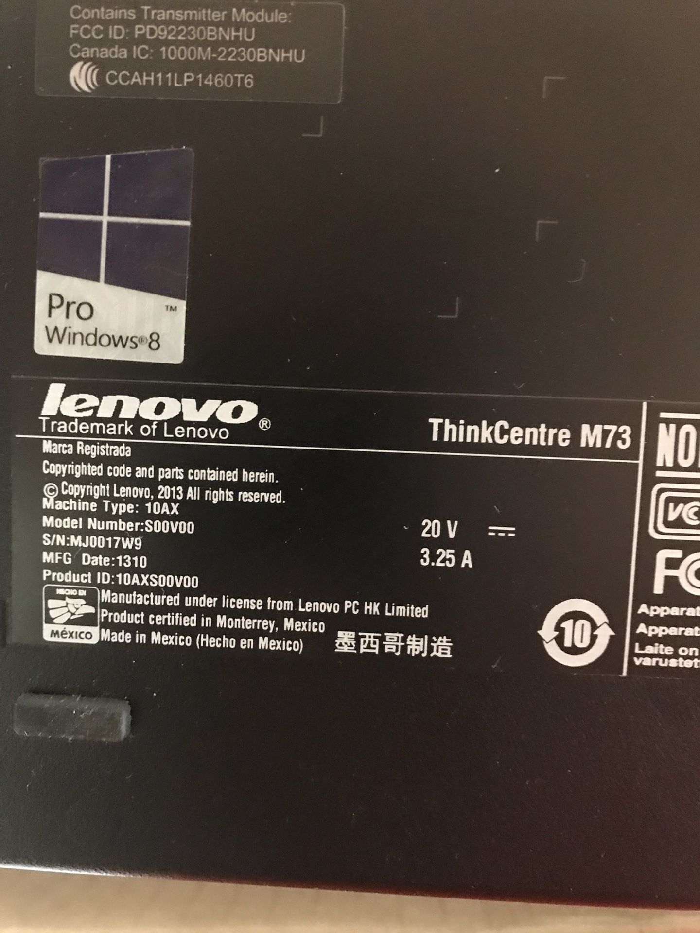 Lenovo Thinkcentre Desktop and Screen