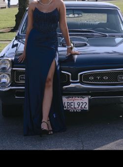Navy prom dress with beading 2026 size 5