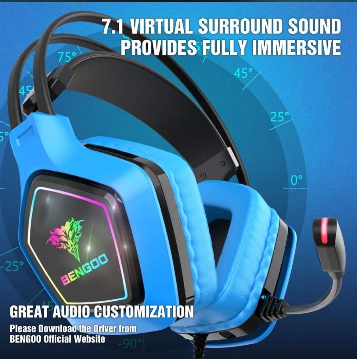 Bengoo Over The Ear Wired USB And 3.5MM Gaming Headset