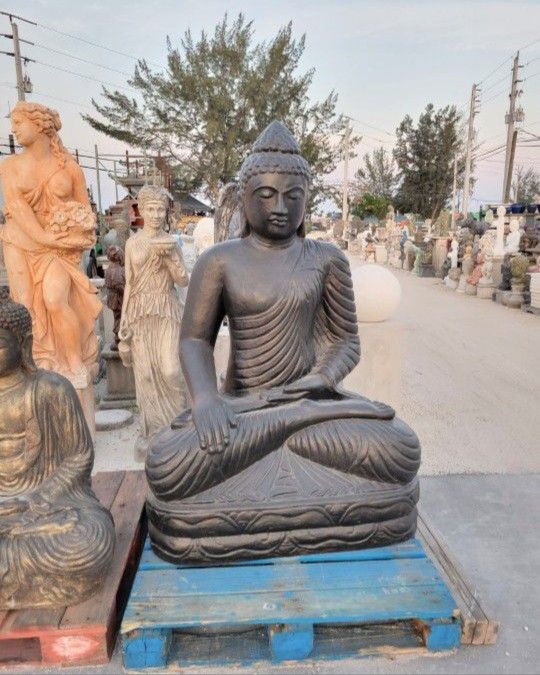 Concrete Resin Fiberglass Buddha Statue / Cement Fiberglass Backyard Patio Buddhas