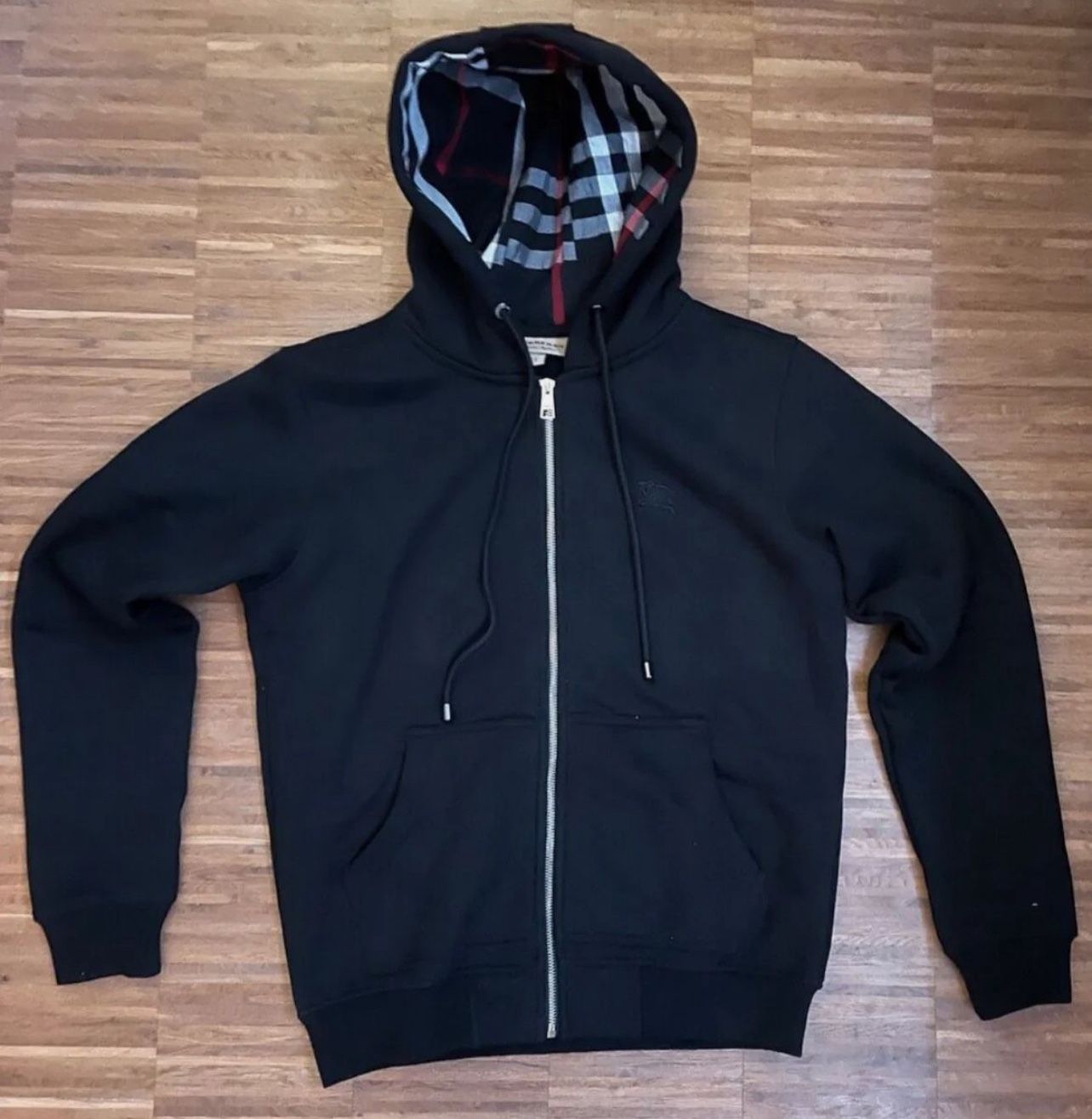Black Burberry Zip Up Hoodie