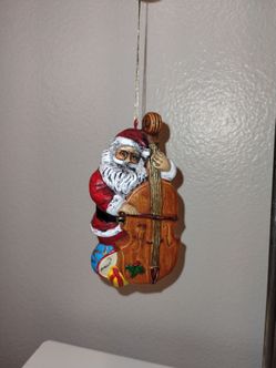 Vintage Christmas Ornament Santa Cello Plastic Retro Bradford Novelty Old World
