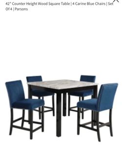 42" Counter Height Wood Square Table  | Set Of 4 |