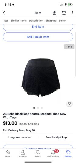 2B Bebe black lace shorts, Size 4 New With Tags