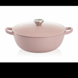 NIB BEAUTIFUL SIGNATURE ANTIQUE ROSE PINK CAST IRON SOUP POT 3.5 QT RARE COLOR!!