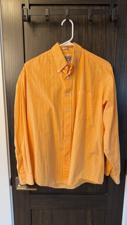 CINCH Men's Small Orange Striped Western Cotton Button-Up Shirt Small 0391