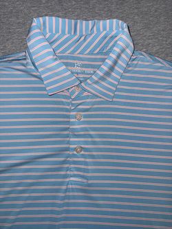 Southern Tide Mens Blue Pink Striped BRRR Performance Golf Polo Shirt Size Large