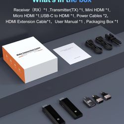 Wireless HDMI Transmitter and Receiver 4K Decode & 1080P@60Hz, 5G+2.4G Dual Band