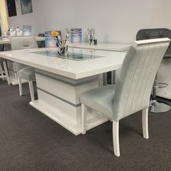 White and grey furniture dining table w/glitter accents 35% OFF