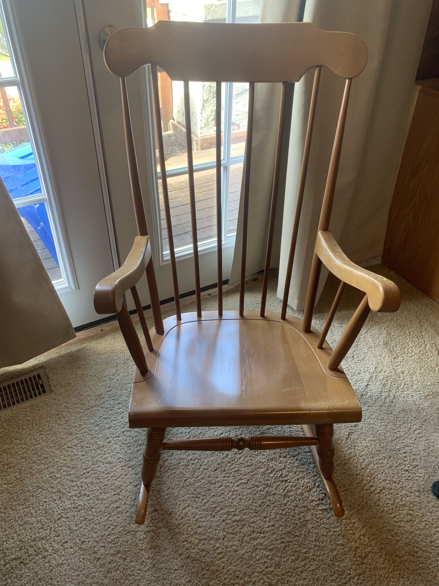 70s Solid Wood Rocking Chair. 