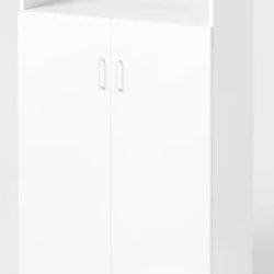 Large Storage Cabinet White - Brightroom™: Particle Board, 3 Shelves, Anti-Tip, Universal Storage, Meets ASTM Standards