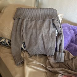 Grey Off The Shoulder Thick Long Sleeve
