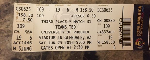 Copa America Third place Sat 25th