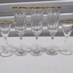 Gold Rim Fluted Wine Glasses