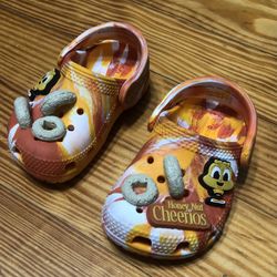 Baby’s slip on Crocs Honey Nut Cheerios tie dye  back movable straps.5