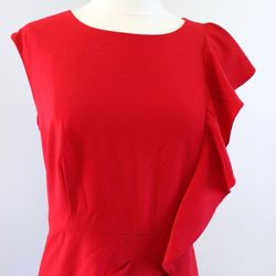 CALVIN KLEIN, Hot Red Sleeveless Dress, Size 2