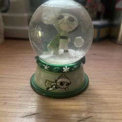 Vintage Powerpuff Girls Buttercup Mini Snow Globe 2002 Cartoon Network