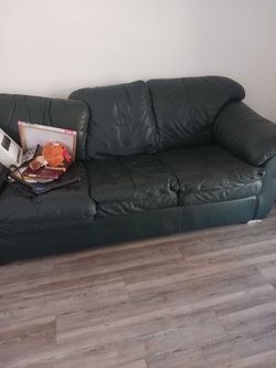Green leather couch