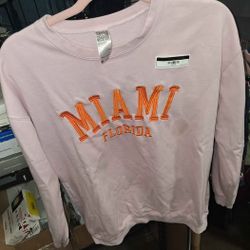 Women's Eco Merch Pink Miami Florida Sweatshirt Size L