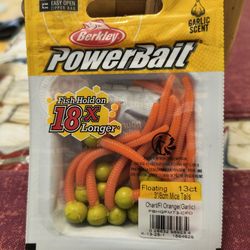 FISHING BERKELEY POWERBAIT ORANGE GARLIC MICE TAILS 13 CT