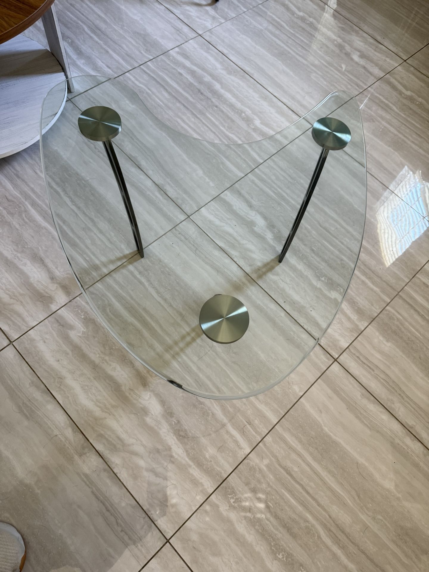 Modern Glass Coffee Table – Sculptural Metal Legs