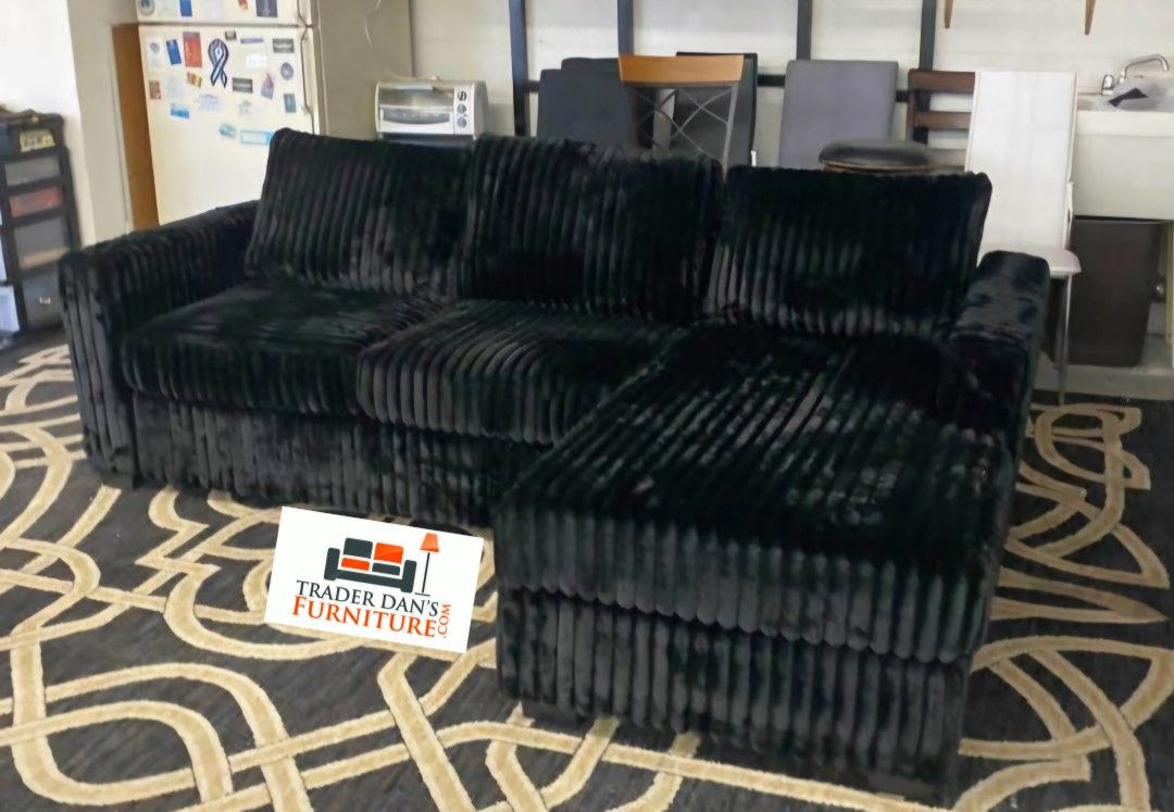 Brand New Black Corduroy Sectional Sofa Couch (3 Color Options) 