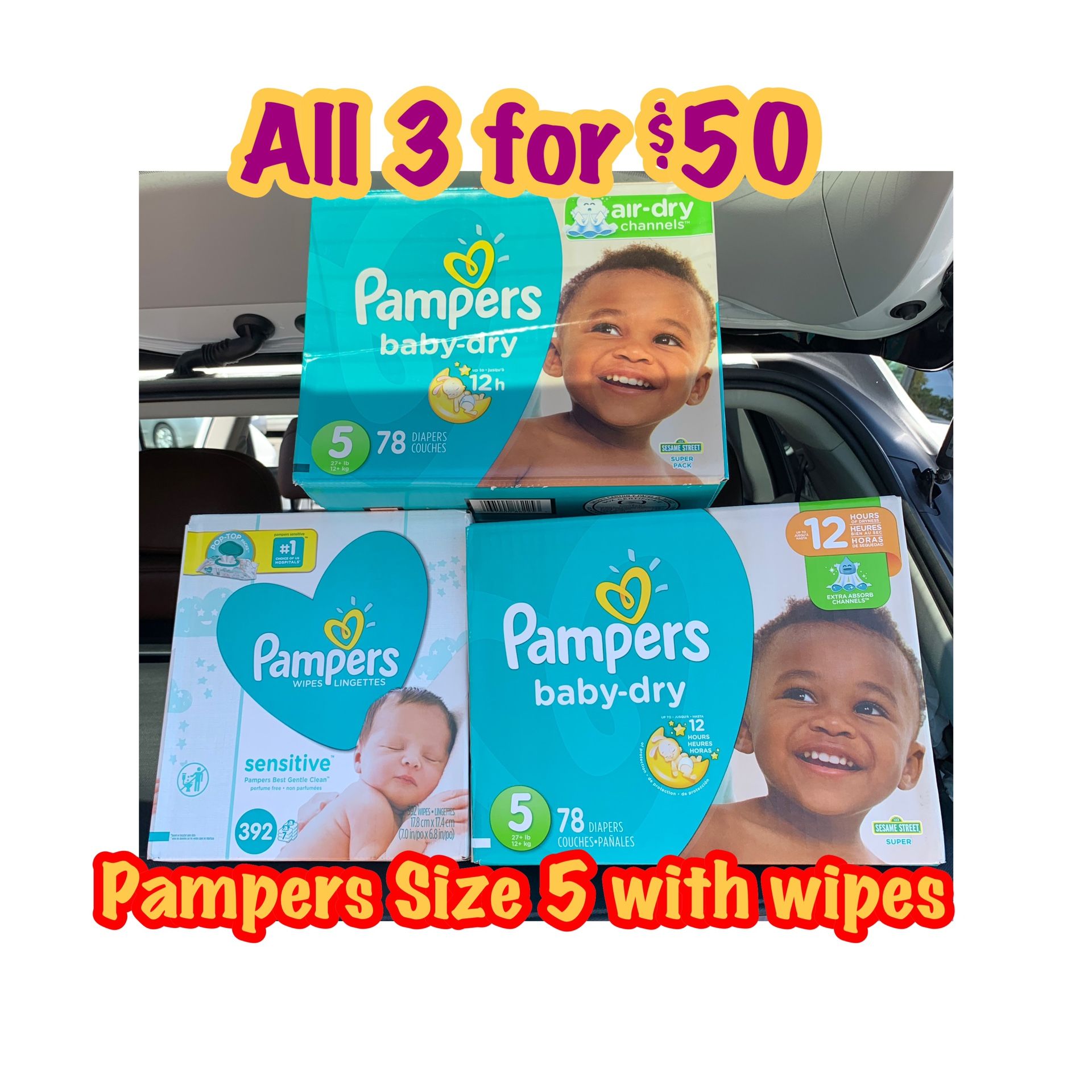 pampers size 5 diapers with wipes bundle