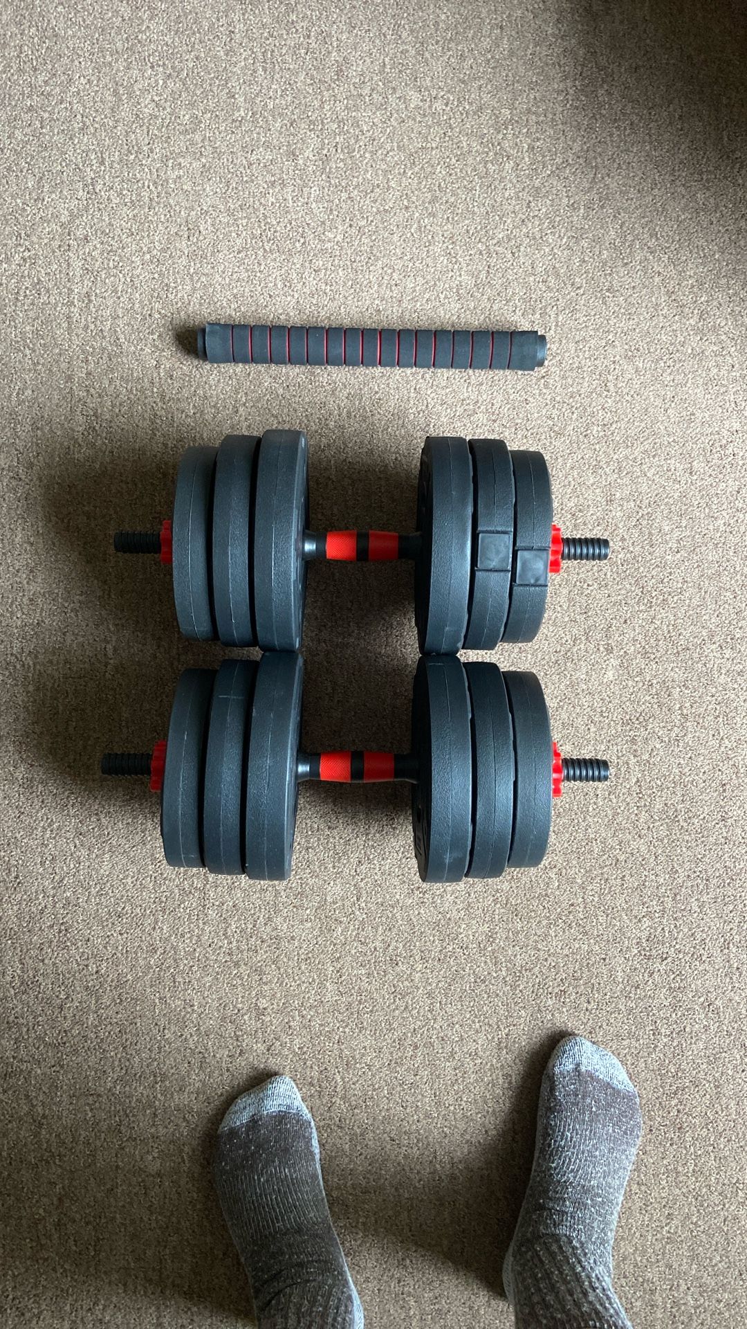 Adjustable Dumbbell & Bar Set With Weights