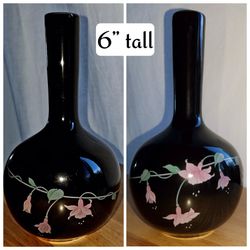 Vintage Russ Berrie Black Ceramic Vase #5018