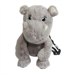 Carried Away Grey Baby Hippo Plush Backpack 12" Stuffed Hippopotamus Zoo Animal