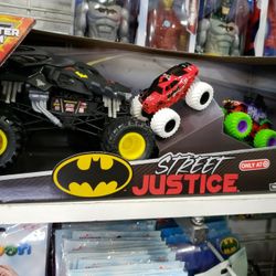 3 Pc Monster Trucks Set. Batman, Harley Quinn, Joker 