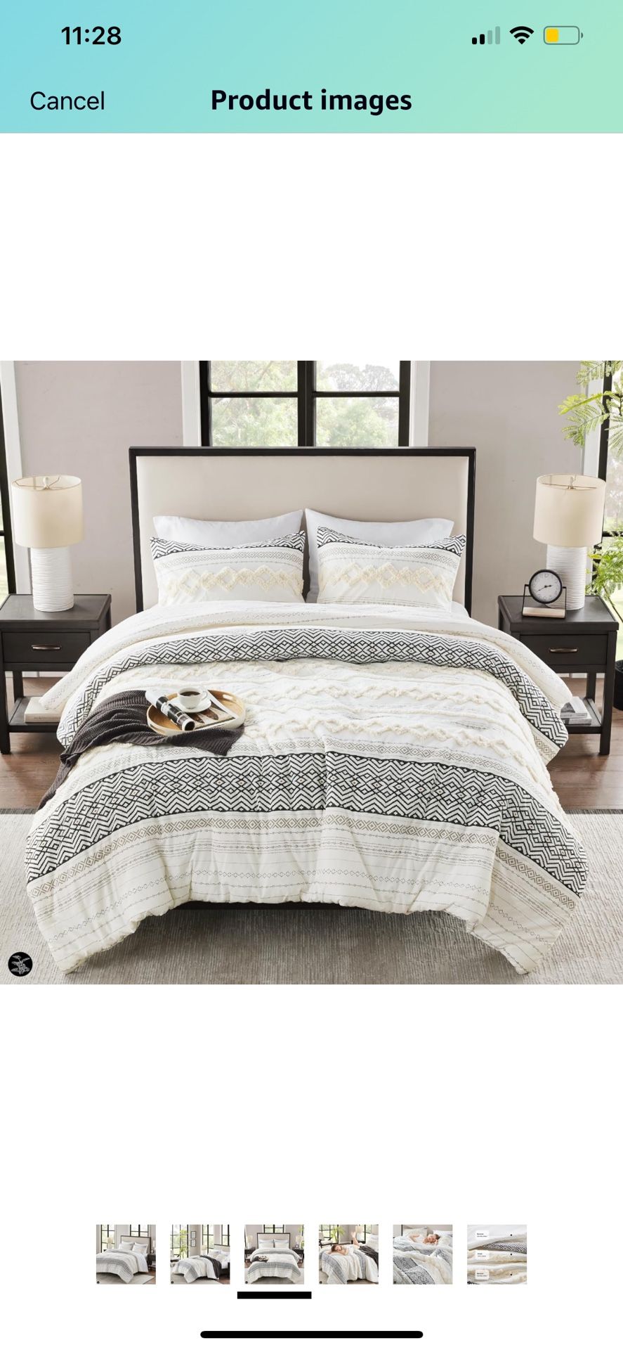 Hyde Lane Farmhouse Bedding Comforter Sets King, Ivory Boho Bed Set,Cotton Top with Modern Neutral Style Clipped Jacquard Stripes, 3-Pieces Including