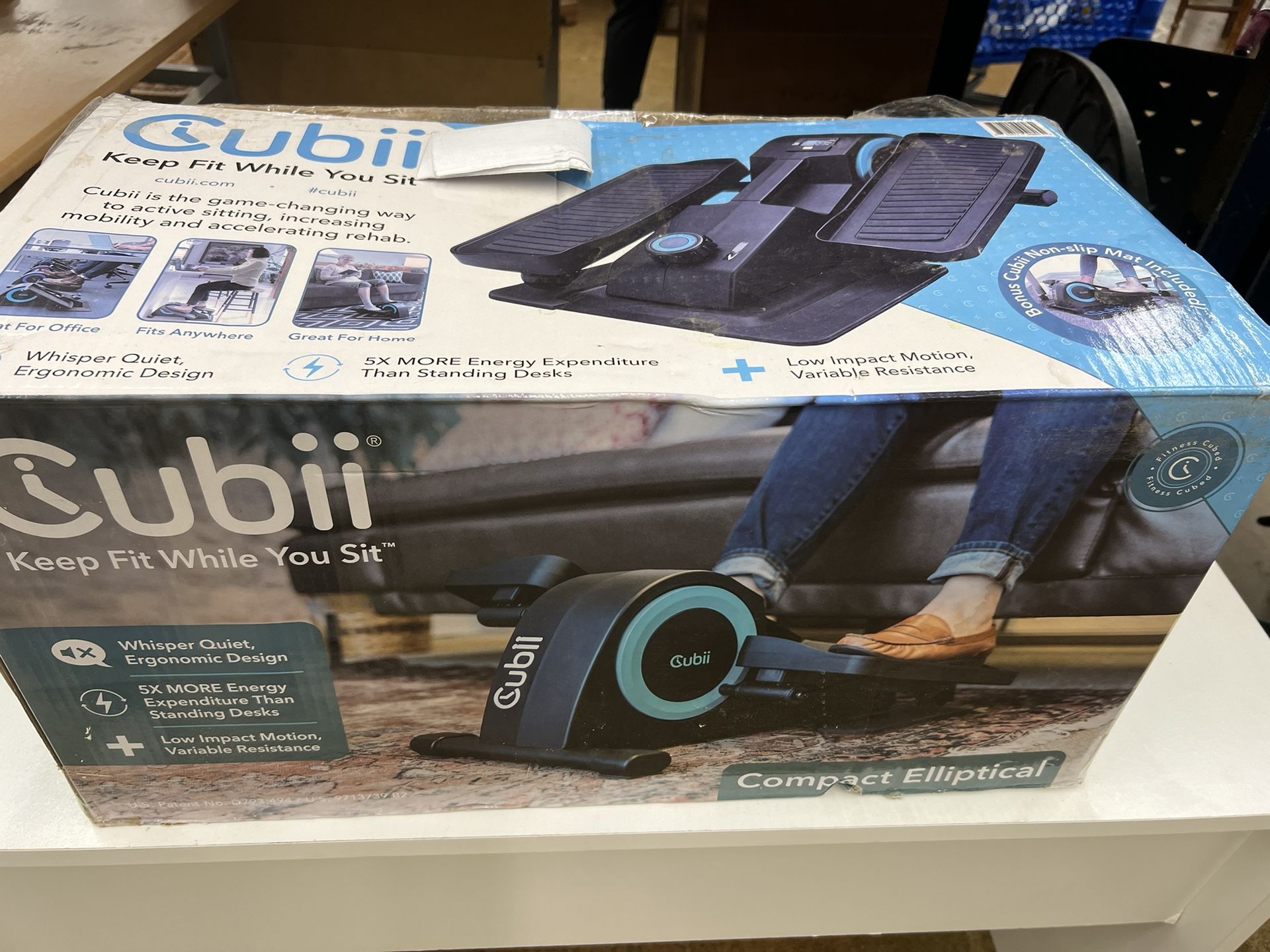 Cubii Seated Elliptical Home Workout with Built in LCD Display Monitor and Mat