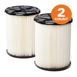 Genuine General Debris Pleated Shop Vacuum Filter Replacement for Most 5-16 Gal. RIDGID Wet Dry Vacs (2-Pack) VF4200=Rid-341