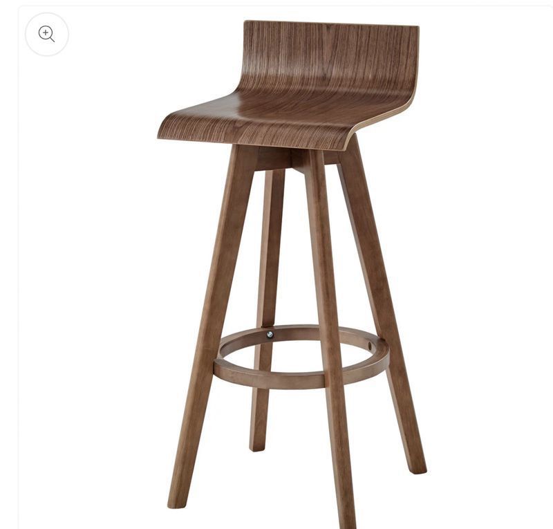 BRAND NEW IN BOX Set of Two Mid-Century ModernSwivel Wood Stools - Walnut Finish