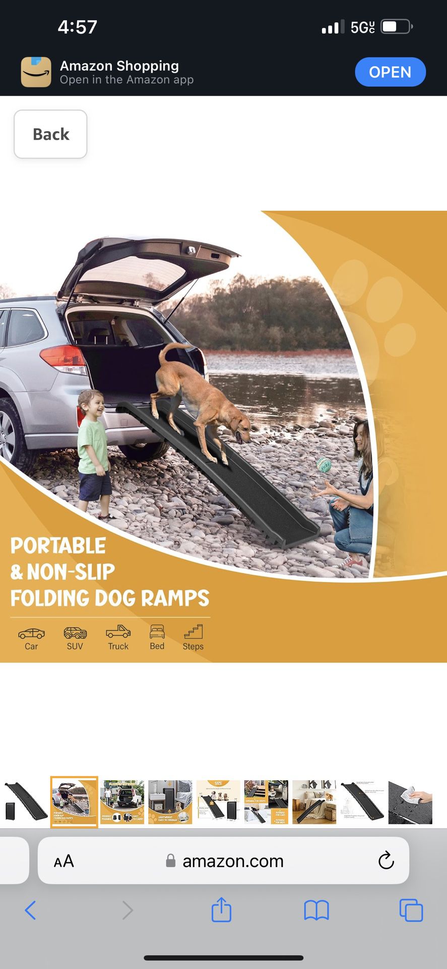 61" Bi-fold Pet Ramp Portable Dog Cat Ramp Great for Trucks and SUVs