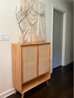Japandi Natural Shoe Storage Cabinet Rattan